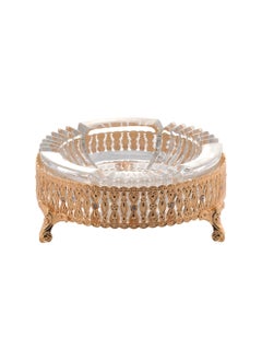 Dania A circular glass ashtray made of glass with a decorative gold-colored metal base Size 17*5 cm 