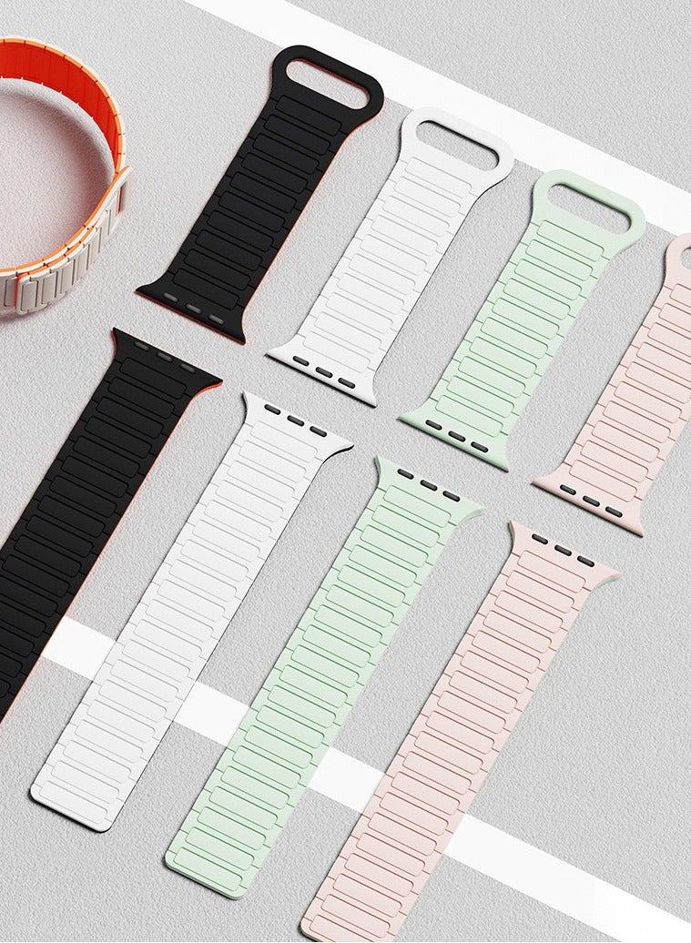 Magnetic Silicone Band for Apple Watch Ultra Ultra2/ 9 8 7 6 5 4 3 2 1 SE,Soft Silicone Waterproof Strap Wristbands Compatible with iWatch Apple Watch Series Ultra 49mm 45mm 44mm 42mm Women Men - Image 3