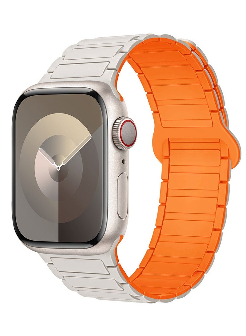 Magnetic Silicone Band for Apple Watch Ultra Ultra2/ 9 8 7 6 5 4 3 2 1 SE,Soft Silicone Waterproof Strap Wristbands Compatible with iWatch Apple Watch Series Ultra 49mm 45mm 44mm 42mm Women Men - Image 1