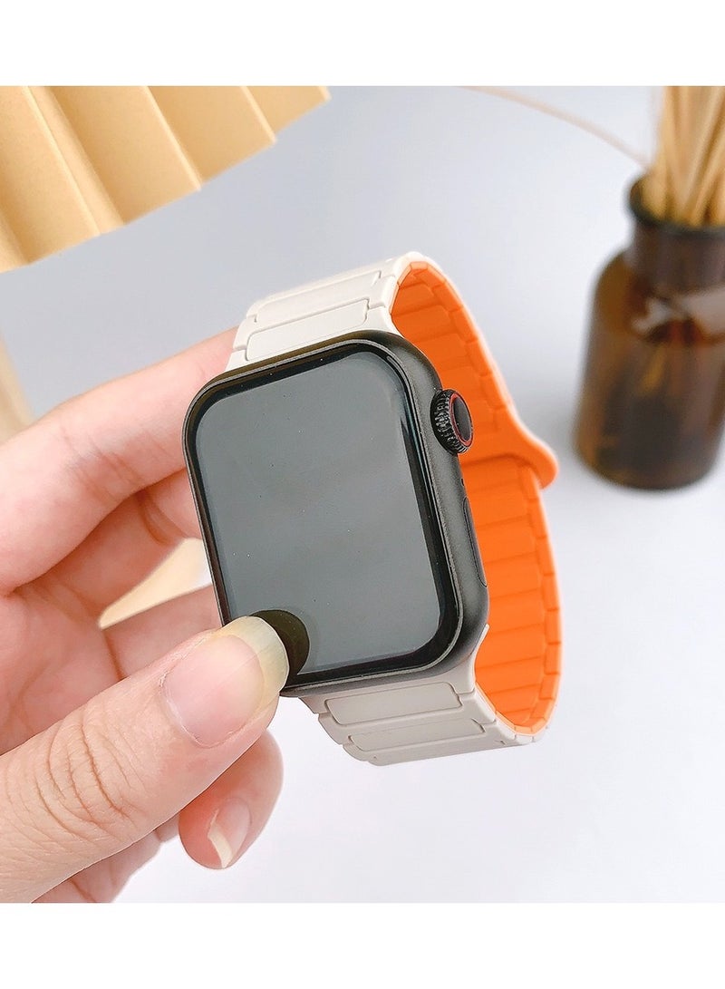 Magnetic Silicone Band for Apple Watch Ultra Ultra2/ 9 8 7 6 5 4 3 2 1 SE,Soft Silicone Waterproof Strap Wristbands Compatible with iWatch Apple Watch Series Ultra 49mm 45mm 44mm 42mm Women Men - Image 2