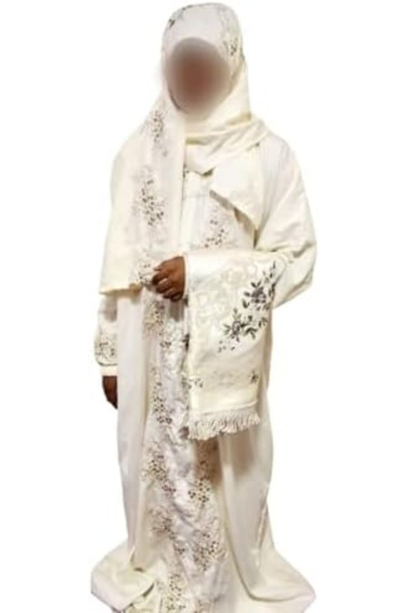 Wide and comfortable embroidered women's prayer sheet, excellent material (mared) - Image 1