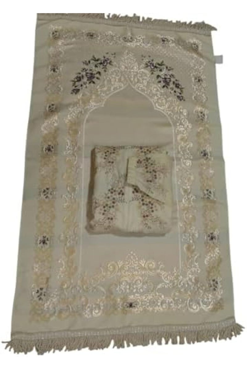 Wide and comfortable embroidered women's prayer sheet, excellent material (mared) - Image 3