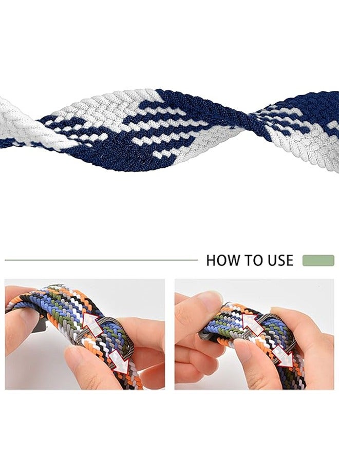 Beauenty Braid Nylon Band for Watch, Compatible with Huawei Watch Fit 3/4/5 Strap, Two-color Woven, Soft Sport Replacement Wristband Compatible for Huawei Fit 3/4/5 Smartwatch 22mm-(Blue/White) - Image 4