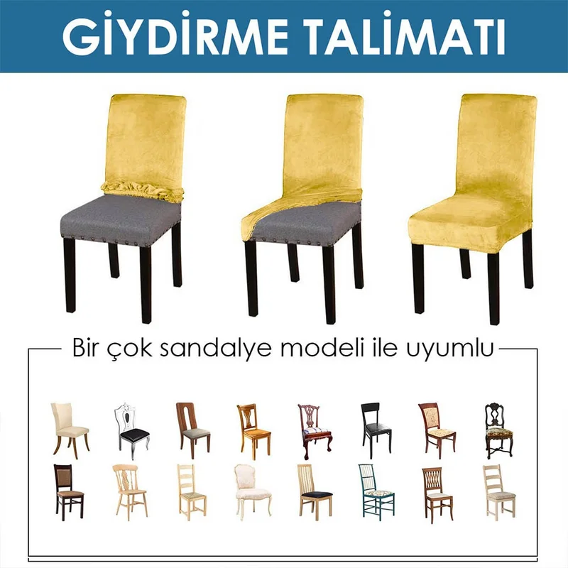 فايند Lycra Chair Cover Flexible Stretch Elastic Chair Cover Balpetek Chair Protector (4pcs) mustard