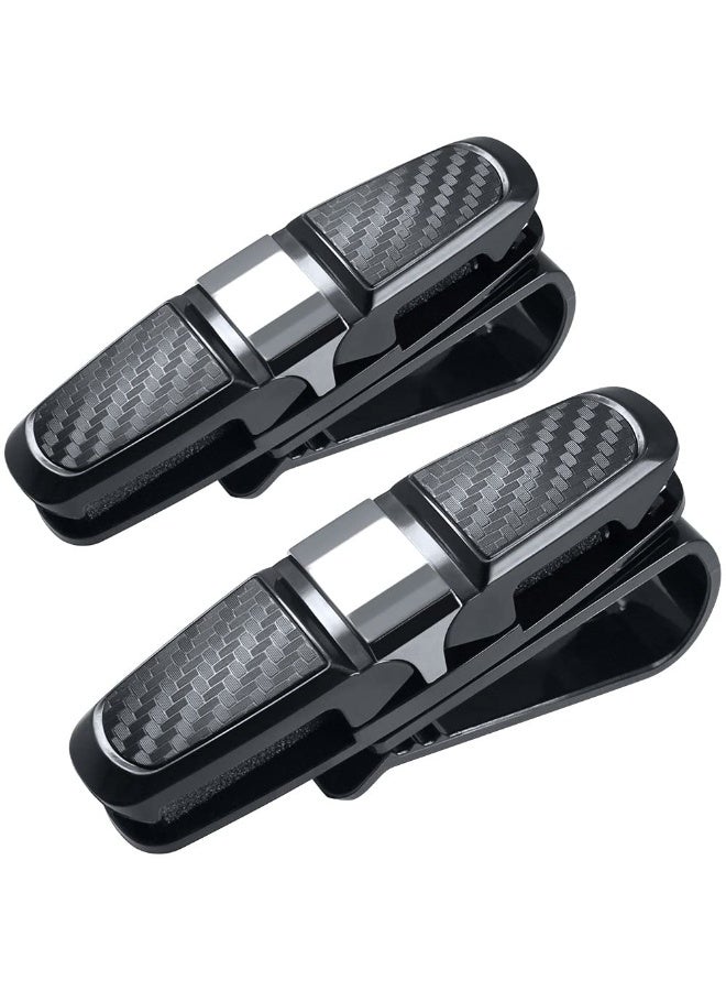 2 Pcs glasses holder suitable for car sun visors, sunglasses glasses holder with ticket clip - Black - Image 1