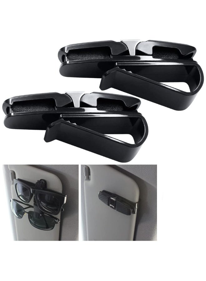 2 Pcs glasses holder suitable for car sun visors, sunglasses glasses holder with ticket clip - Black - Image 5