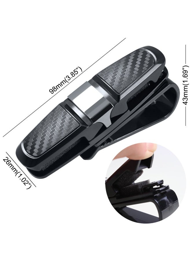 2 Pcs glasses holder suitable for car sun visors, sunglasses glasses holder with ticket clip - Black - Image 3
