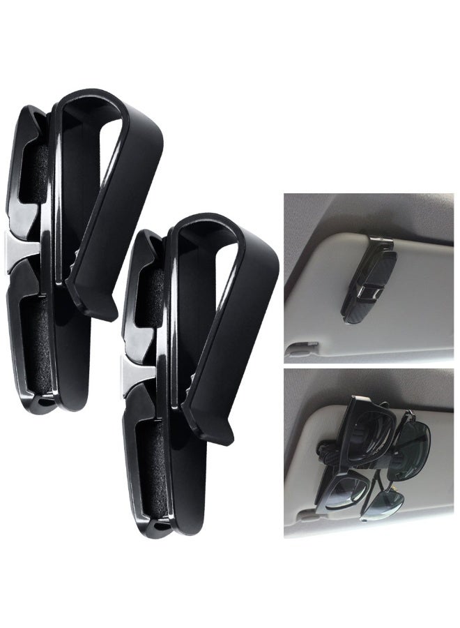 2 Pcs glasses holder suitable for car sun visors, sunglasses glasses holder with ticket clip - Black - Image 2