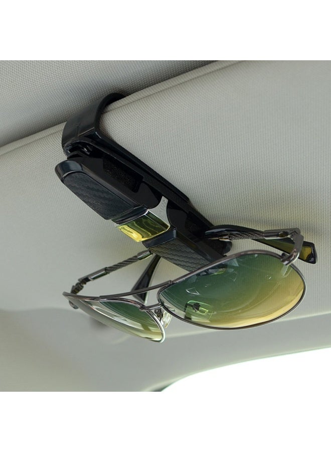 2 Pcs glasses holder suitable for car sun visors, sunglasses glasses holder with ticket clip - Black - Image 4