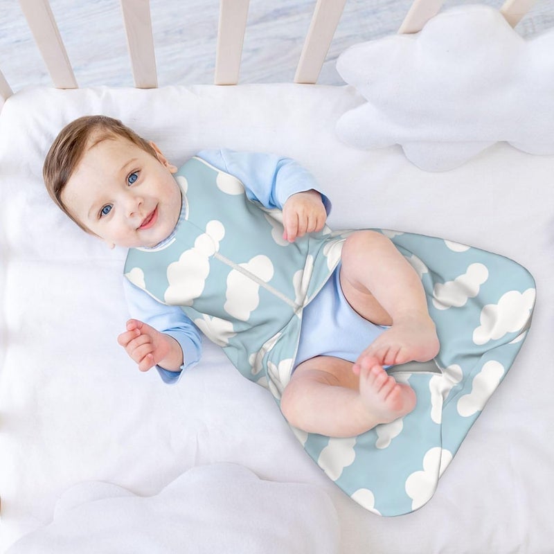 Pastel Clouds Aesthetic Baby Blue and White Baby Wearable Blanket Infant Boys Girls Sleeping Bags for Newborn Medium - Image 3