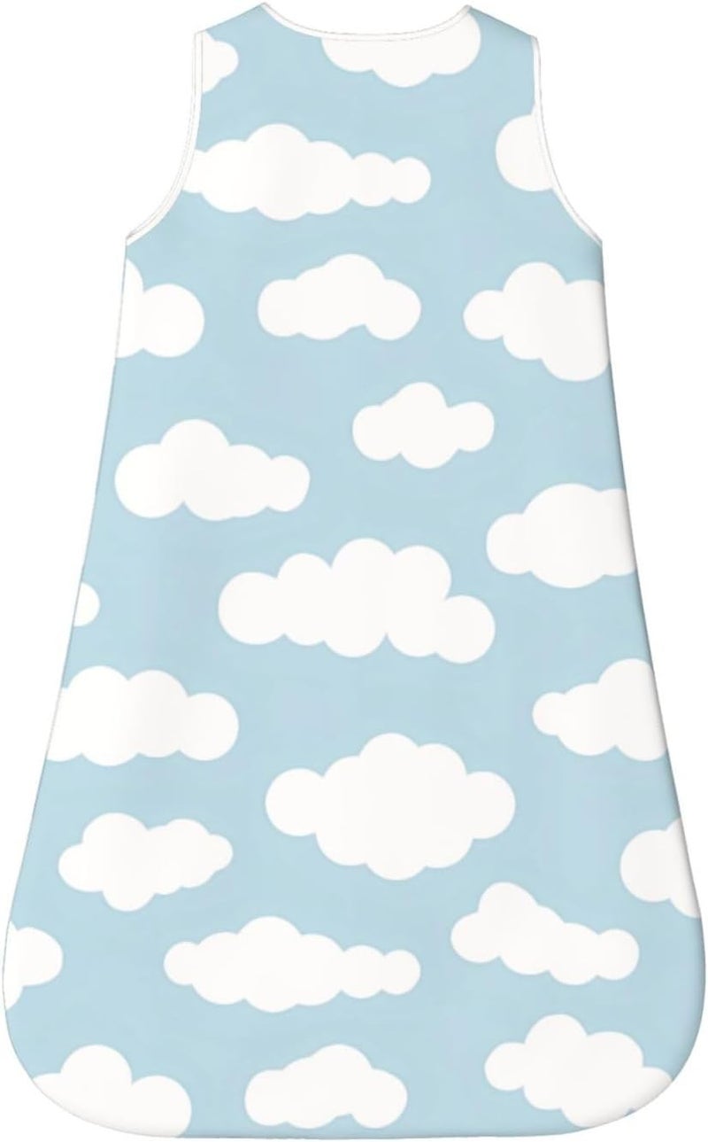 Pastel Clouds Aesthetic Baby Blue and White Baby Wearable Blanket Infant Boys Girls Sleeping Bags for Newborn Medium - Image 2