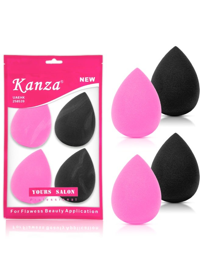 Kanza 4 Pcs Makeup Sponge Blender Professional Beauty Sponge Foundation Blending Blender Flawless for Cream Powder and Liquid Makeup Puff