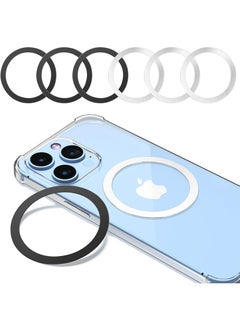 Metal Magnetic Plates Pack Wireless Charging Magsafe Ring-6 PCS,Ultra-Thin(0.4mm) Magsafe Sticker, Compatible with iPhone 16/15/14/13 Series,Samsung Galaxy,Google Pixel Series,Magsafe Accessories