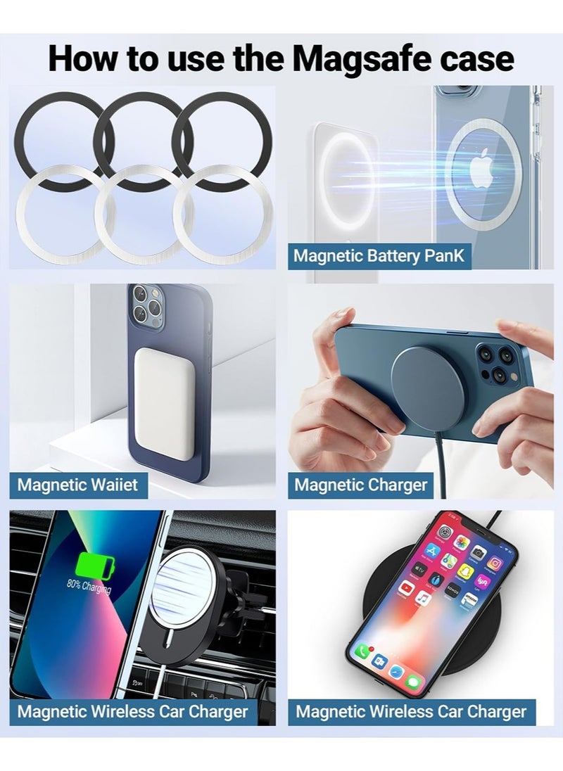 IINE - Metal Magnetic Plates Pack Wireless Charging Magsafe Ring-6 PCS,Ultra-Thin(0.4mm) Magsafe Sticker, Compatible with iPhone 16/15/14/13 Series,Samsung Galaxy,Google Pixel Series,Magsafe Accessories - Image 1