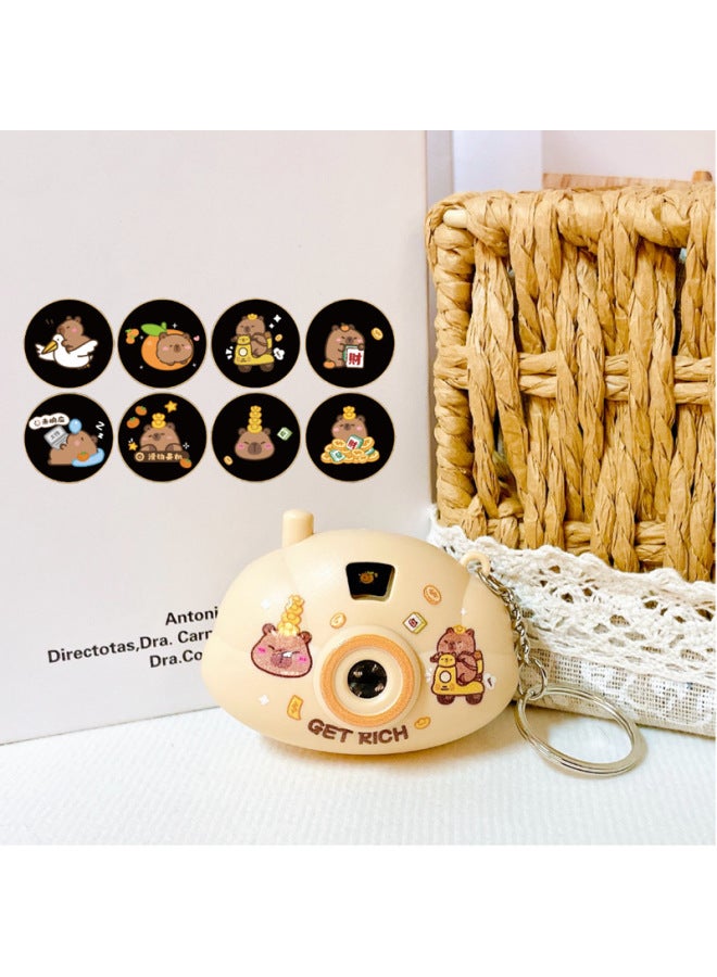 Cartoon Card Pibala Mini Camera Keychain Slide Light Projector Capybara Toy Pendant Wholesale-Color:Cloud Camera  - Image 1