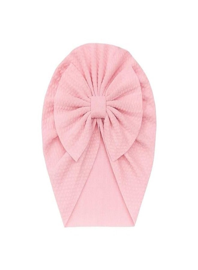FAMWRAPZ Baby Turban Cap with Big Bow - Soft Knotted Beanie Cap Headwrap for Infants, Toddlers & Kids (0-3 Years) Light Pink - Image 1