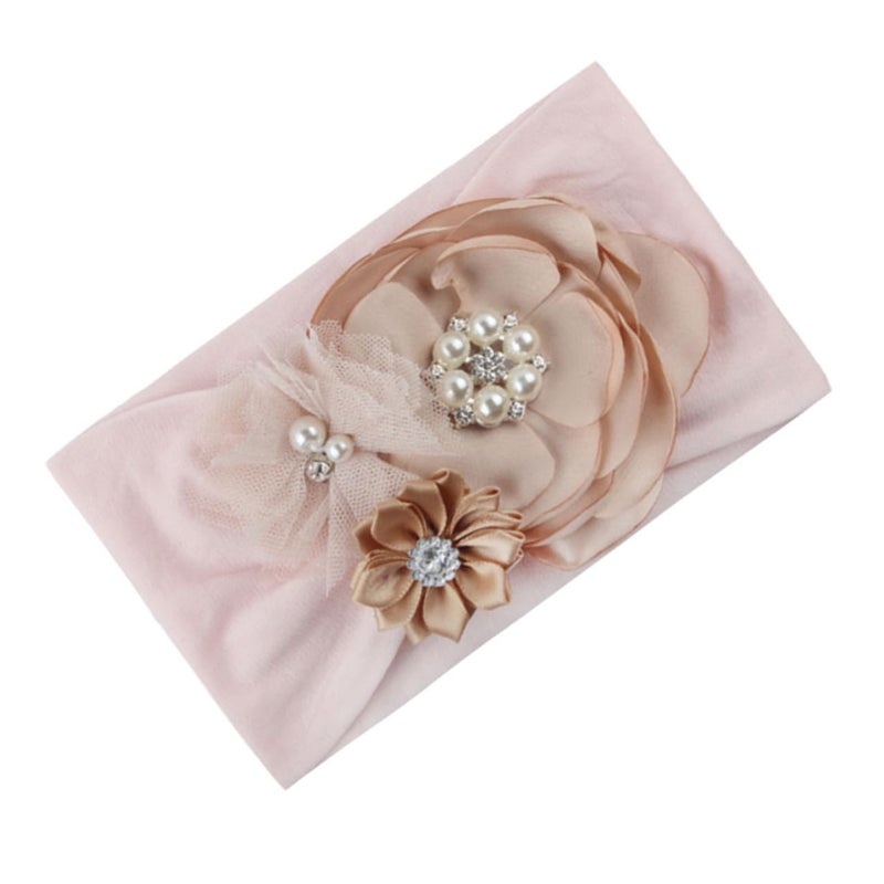 3 Pcs Nylon Floral Headbands For Infants Soft Gauze Photo Props Pink Dusty Rose - Image 4