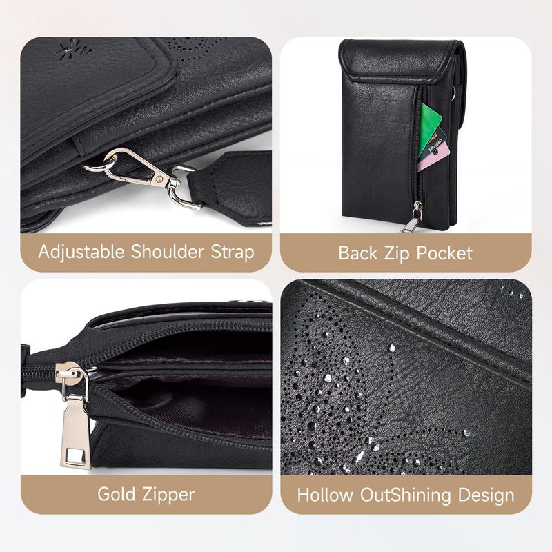 KITEVIUN Leather Small Crossbody Bags for Women Trendy Cell Phone Bag Wallet Purses Butterfly Design (Black) - Image 5