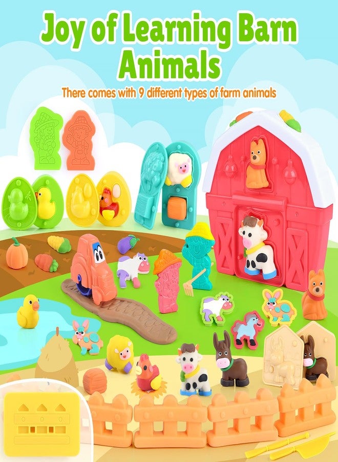 PLAY Farm Animals Color Dough Toys for Kids Ages 2-4-8, Big Red Barn Farm Playset with Animal Figures Clay Dough Modeling Tools, Art Crafts Toddler Learning Toy, Ideal Christmas Birthday Gifts - Image 3