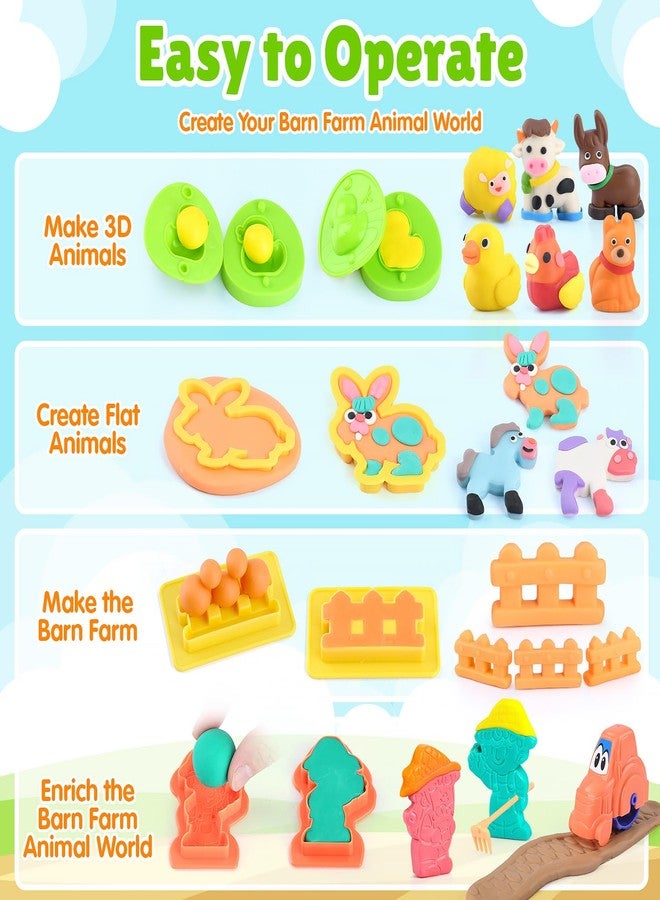 PLAY Farm Animals Color Dough Toys for Kids Ages 2-4-8, Big Red Barn Farm Playset with Animal Figures Clay Dough Modeling Tools, Art Crafts Toddler Learning Toy, Ideal Christmas Birthday Gifts - Image 5