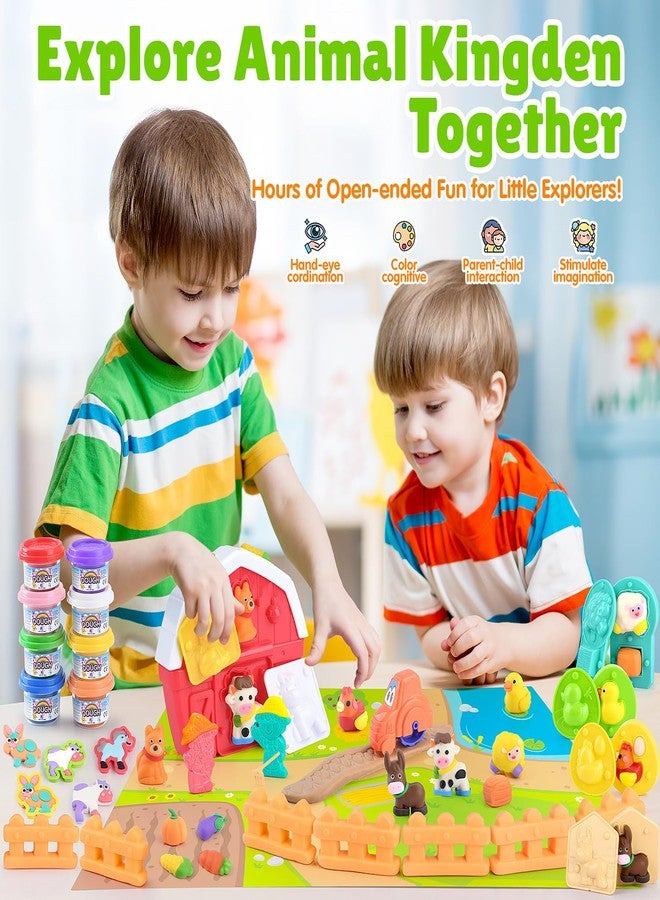 PLAY Farm Animals Color Dough Toys for Kids Ages 2-4-8, Big Red Barn Farm Playset with Animal Figures Clay Dough Modeling Tools, Art Crafts Toddler Learning Toy, Ideal Christmas Birthday Gifts - Image 2
