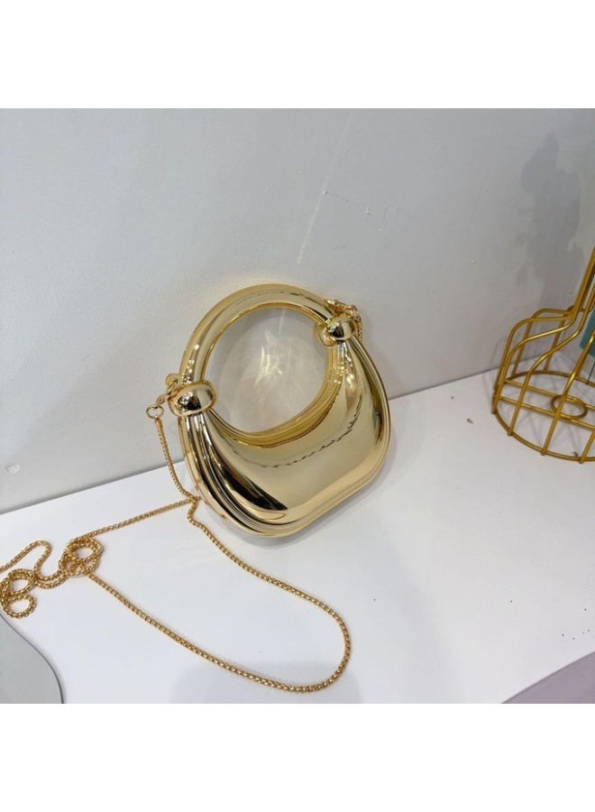 Small women’s metallic handbag made of shiny metal material, featuring a stylish and elegant design. Perfect for parties, holidays, special occasions, and daily outings. Lightweight, trendy, and easy to carry. - Image 2