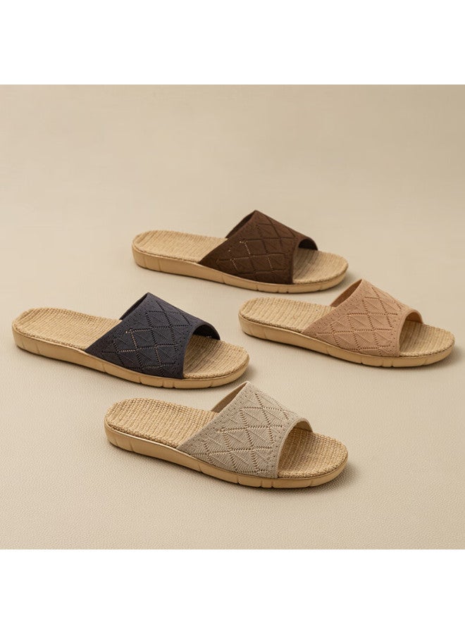 Mondobell Four Seasons Cotton Linen Slippers Simple Comfortable Fashion Home Men's Slippers 6596 Taro Purple Size 35-36