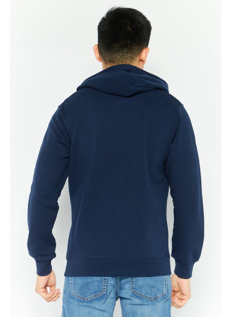 La Martina Men Hoodie Long Sleeve Brand Logo Sweatshirt, Navy Blue  - Image 4