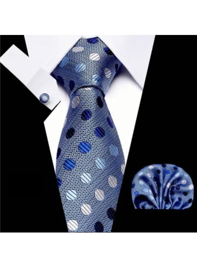 Handmade Men's Tie Set (3 pieces) - Tie, Pocket Square, and Cufflinks - Luxury Gift Box - Image 2