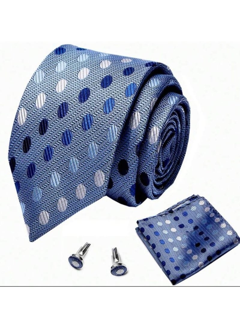 Handmade Men's Tie Set (3 pieces) - Tie, Pocket Square, and Cufflinks - Luxury Gift Box - Image 3