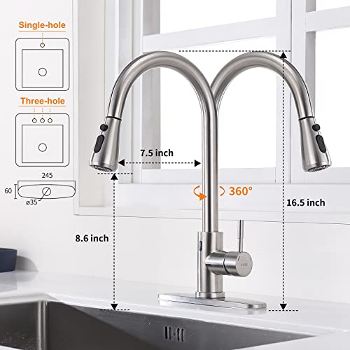 Keer Touchless Kitchen Faucet with Pull Down Sprayer, Motion Sensor Kitchen Faucet with Kitchen Soap Dispenser, Single Kitchen Faucet High Arc Pull Out Faucet for Kitchen Sink RV，Brush Nickel - Image 4