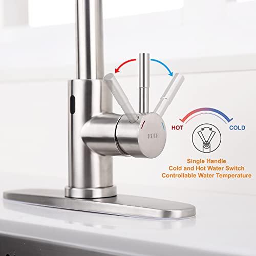 Keer Touchless Kitchen Faucet with Pull Down Sprayer, Motion Sensor Kitchen Faucet with Kitchen Soap Dispenser, Single Kitchen Faucet High Arc Pull Out Faucet for Kitchen Sink RV，Brush Nickel - Image 3