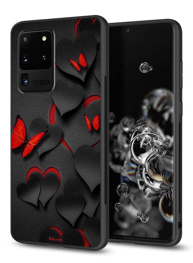Tolwak غطاء حماية لجهاز سامسونج جالكسي S20 ألترا 5G بنمط قلوب وفراشات - Image 1