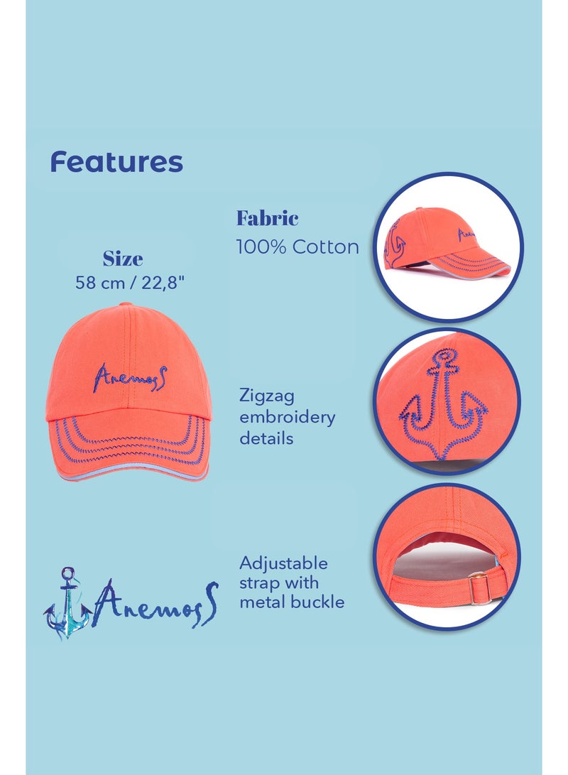 Anemoss Casual Curve Peak Cap, Embroidered Coral Anchor Baseball Cap, 100% Cotton, Breathable Material, Hat for Men & Women, Adjustable Metal Buckle Strap - Image 4