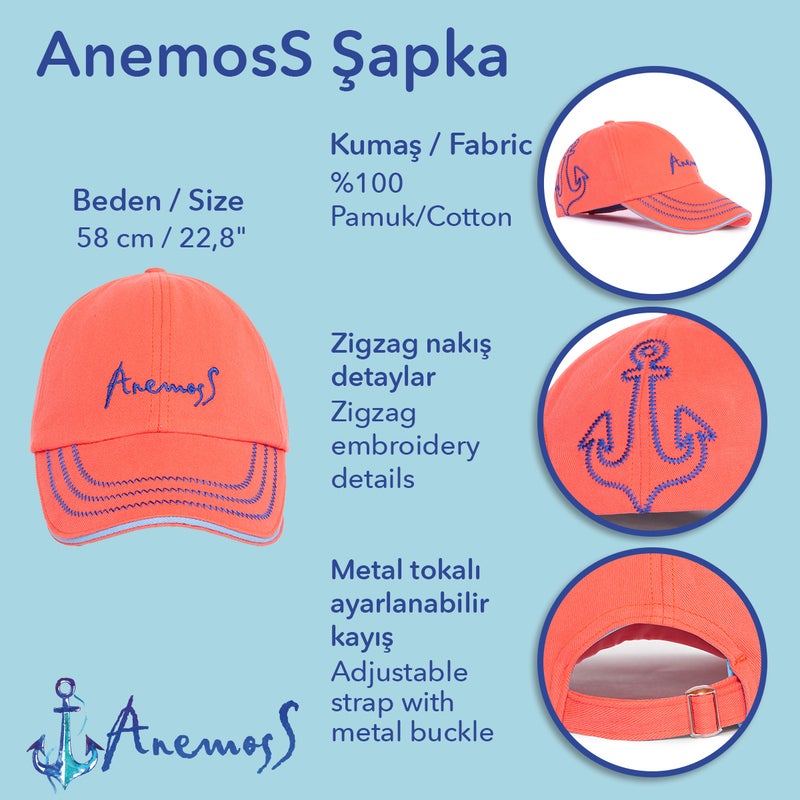 Anemoss Casual Curve Peak Cap, Embroidered Coral Anchor Baseball Cap, 100% Cotton, Breathable Material, Hat for Men & Women, Adjustable Metal Buckle Strap - Image 5