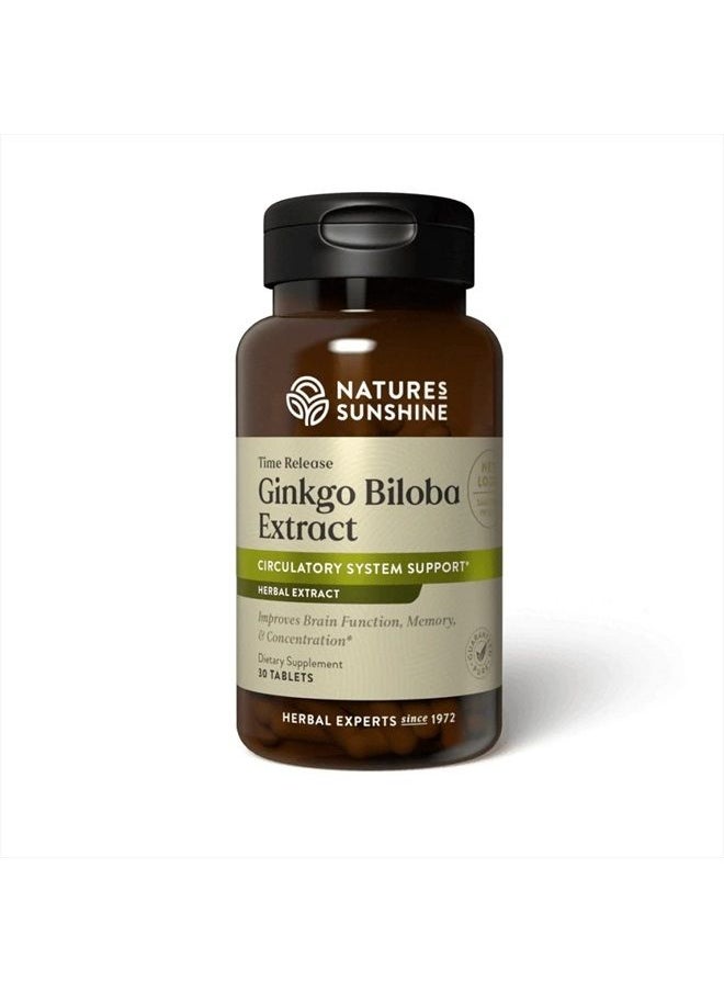 Nature's Sunshine - Time-Release Ginkgo Biloba, 30 Tablets | Promotes Circulation to the Brain and Supports Memory and Concentration Functions - Image 1