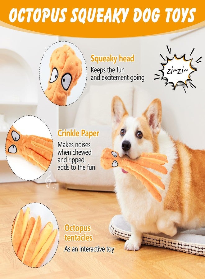 lanjue 2 Pcs Octopus Dog Toys, No Stuffing Squeaky Dog Toys Chew Toys for Dogs Puppy Toys Indestructible Dog Toy for Small & Medium & Large Dogs (Purple,Orange) - Image 3