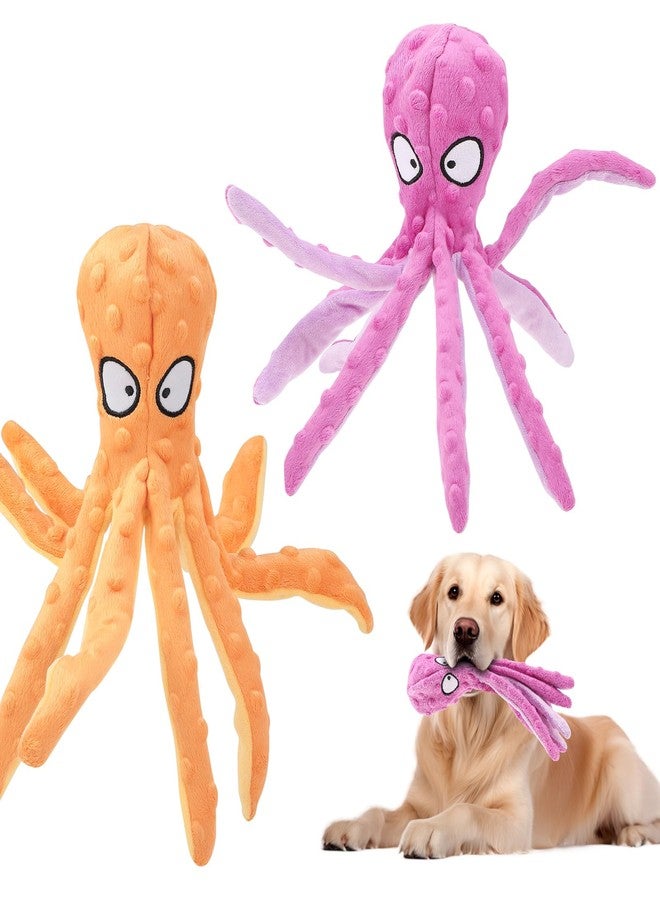 lanjue 2 Pcs Octopus Dog Toys, No Stuffing Squeaky Dog Toys Chew Toys for Dogs Puppy Toys Indestructible Dog Toy for Small & Medium & Large Dogs (Purple,Orange) - Image 1