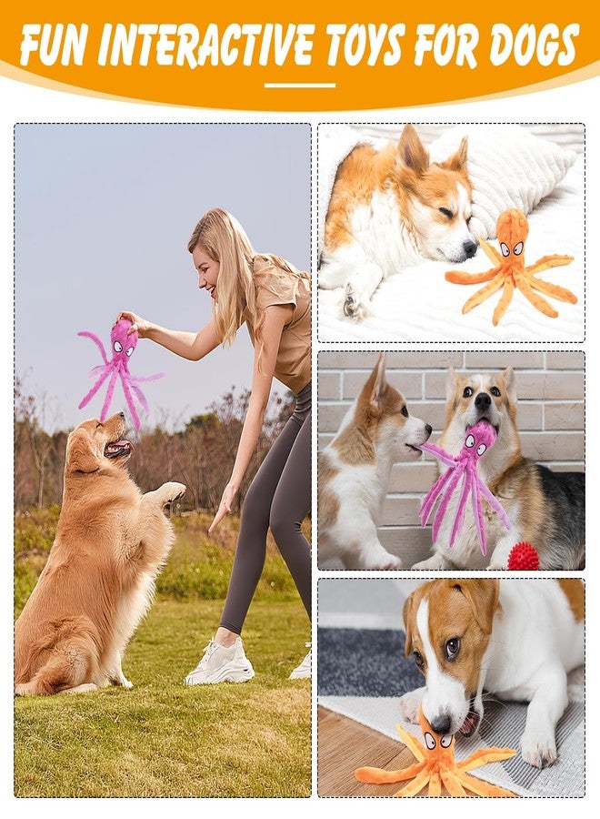 lanjue 2 Pcs Octopus Dog Toys, No Stuffing Squeaky Dog Toys Chew Toys for Dogs Puppy Toys Indestructible Dog Toy for Small & Medium & Large Dogs (Purple,Orange) - Image 5