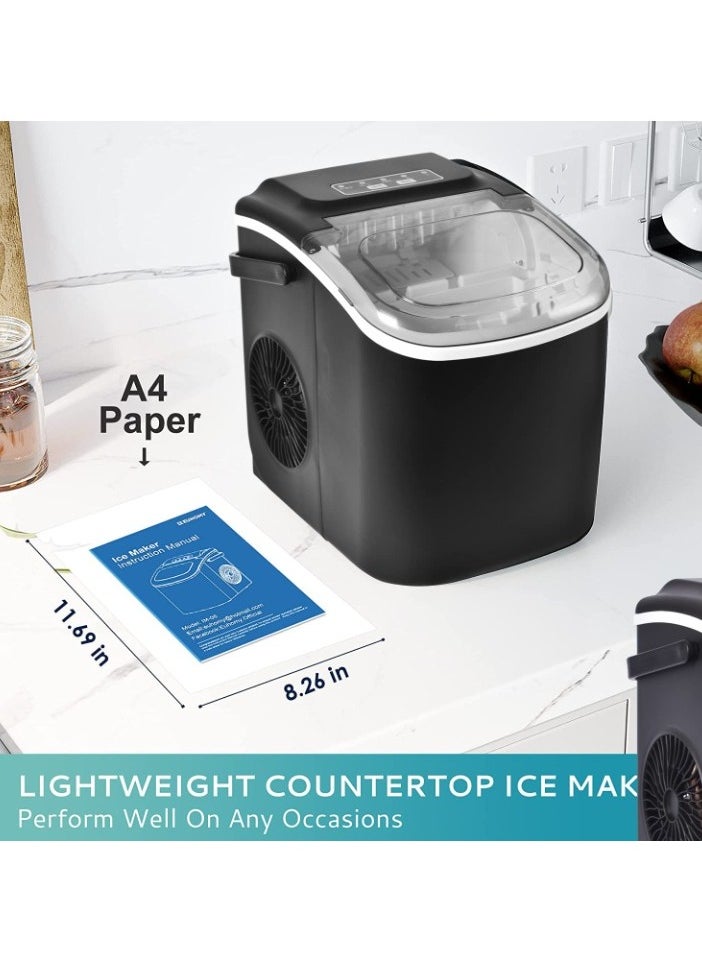 HICON Automatic Ice Maker, Lightweight and Portable, Self-Cleaning Function, Easy to Operate, Smart Operation, 1.3L Fast Ice Making with Low Noise, for Home Kitchen, Bars, Cafes, Restaurants HZB-16M Black  - Image 5