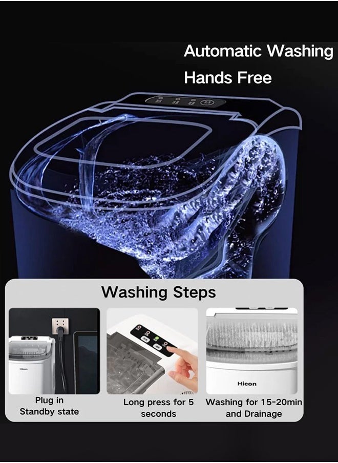 Automatic Ice Maker, Lightweight and Portable, Self-Cleaning Function, Easy to Operate, Smart Operation, 1.3L Fast Ice Making with Low Noise, for Home Kitchen, Bars, Cafes, Restaurants HZB-16M Black
