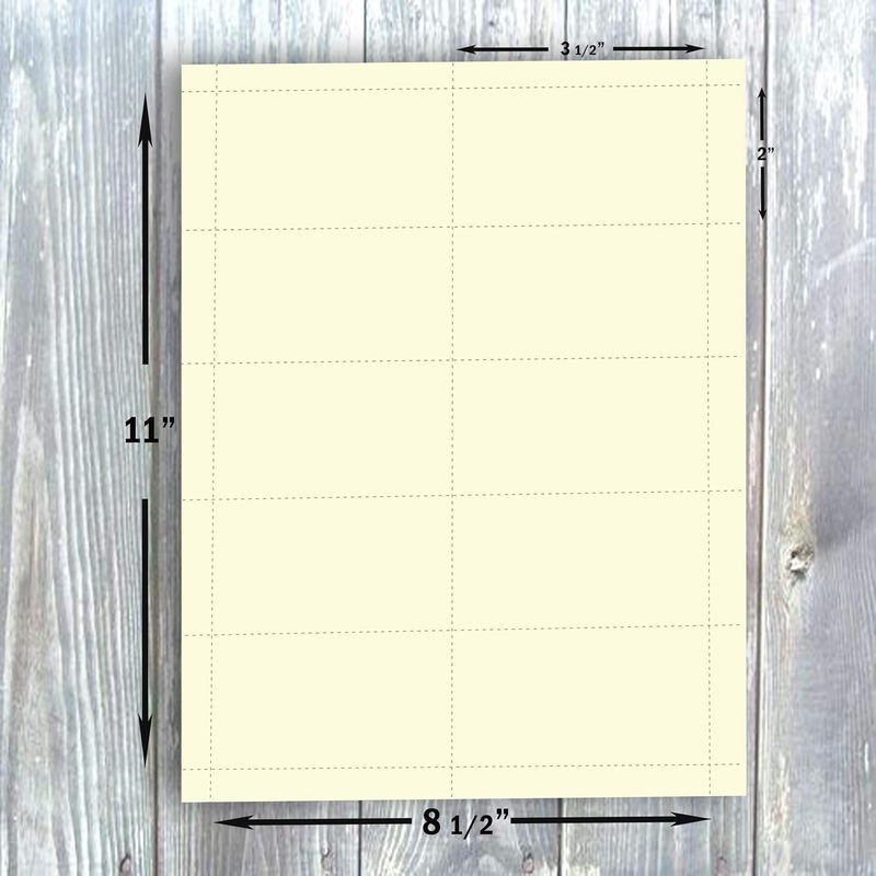 Hamilco Blank Business Cards Cardstock Paper - Cream Perforated Card Stock Heavy Weight 80 lb 3 1/2 x 2" – 100 Sheets 1000 Cards - Image 3