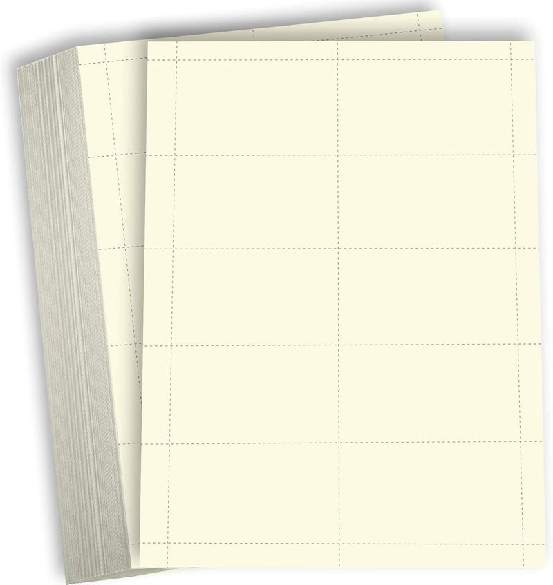 Hamilco Blank Business Cards Cardstock Paper - Cream Perforated Card Stock Heavy Weight 80 lb 3 1/2 x 2" – 100 Sheets 1000 Cards - Image 1