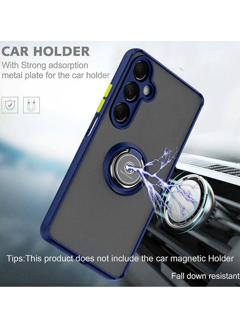 Wtech Samsung Galaxy A16 5G 2024 Finger Grip Magnetic Hold Kickstand Ring Finger With Built-In Iron Case Cover - Navy Blue - Image 3