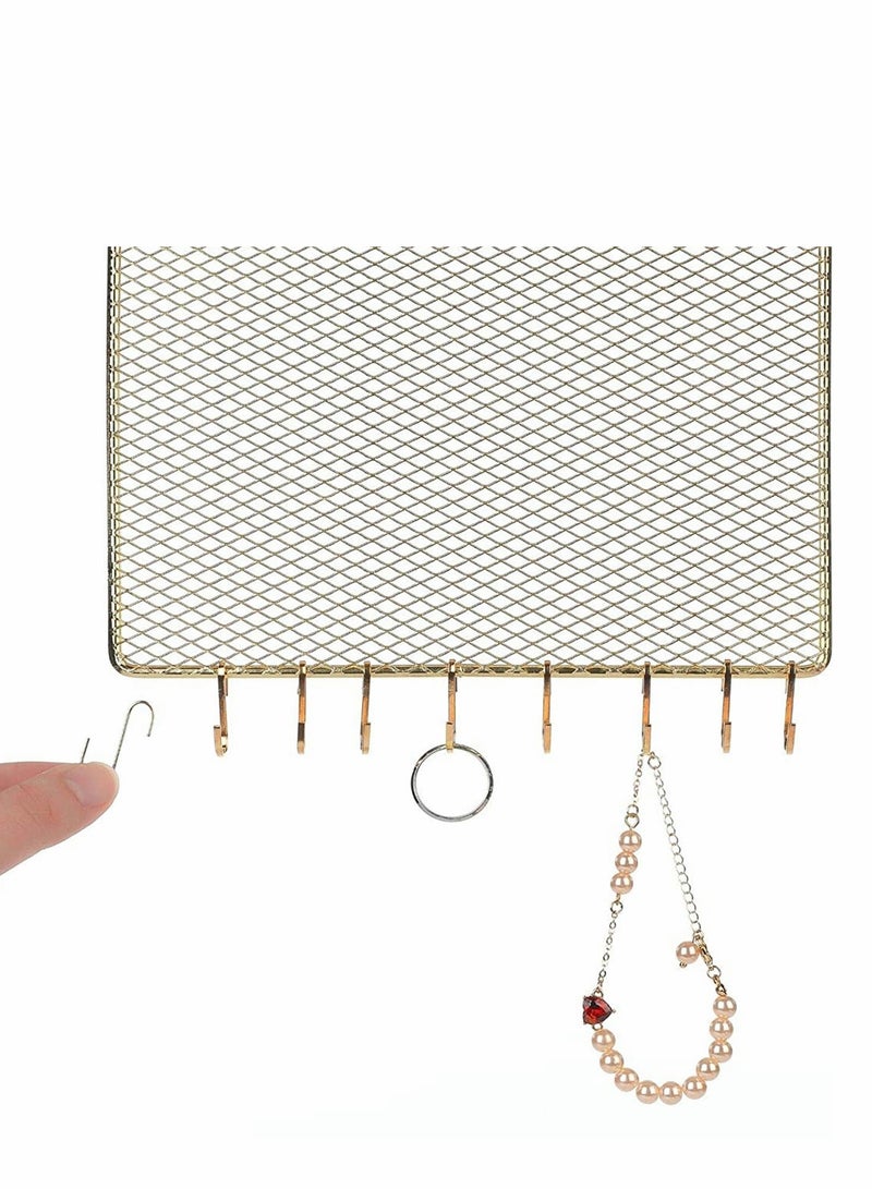 2 Pack Wall Mounted Earring Organizer with 10 S Hooks - Jewelry Holder for Earrings, Necklaces & Bracelets - Image 4