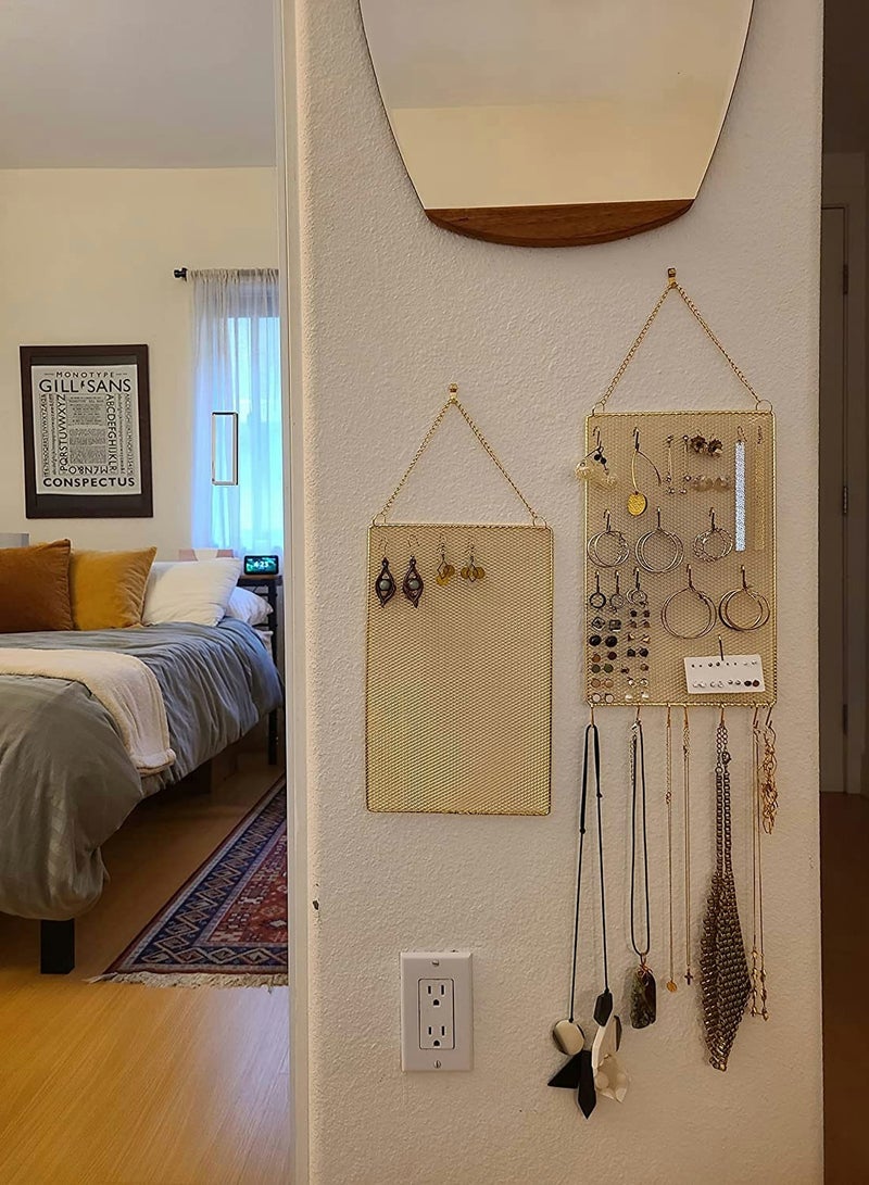 2 Pack Wall Mounted Earring Organizer with 10 S Hooks - Jewelry Holder for Earrings, Necklaces & Bracelets - Image 3