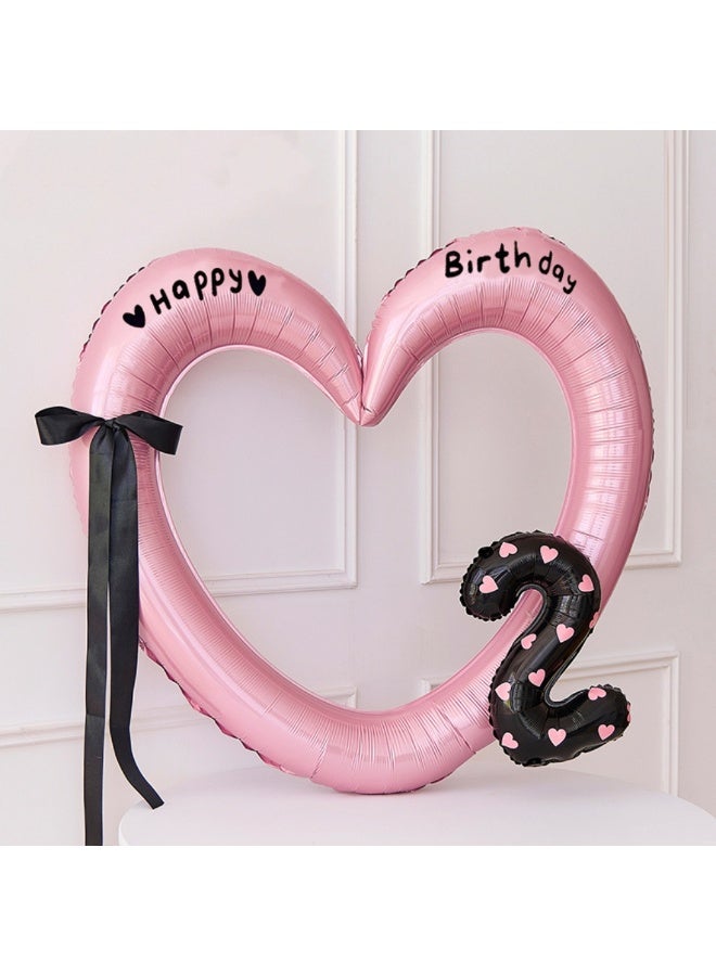 40-Inch Hollow Love Balloon Bow Number 2 Balloon Birthday Party Decoration - Image 1