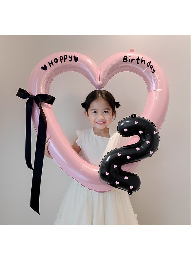 40-Inch Hollow Love Balloon Bow Number 2 Balloon Birthday Party Decoration - Image 2