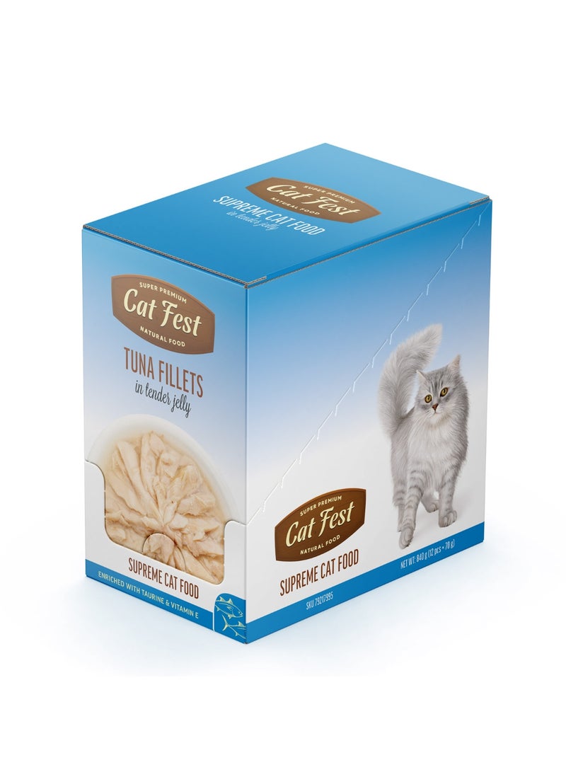 Cat Fest Tuna Fillets In Tender Jelly For Cats 70g -12pcs - Image 1