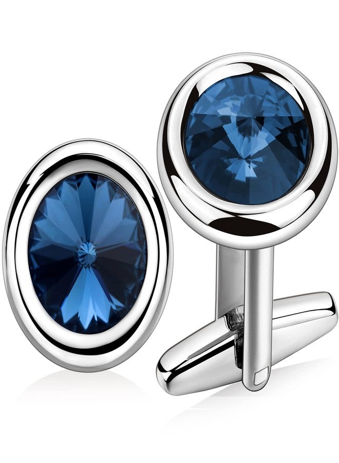 HAWSON Cufflinks for Men with Swarovski Crystal Cuff Links for Formal Business Wedding Shirts in Gift Box, Metal - Image 1